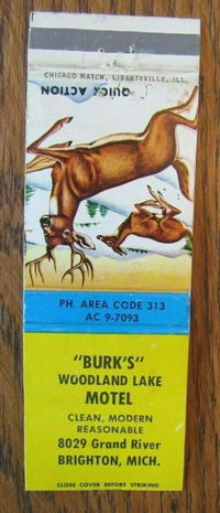 Burks Woodland Lake Motel - Matchbook (newer photo)